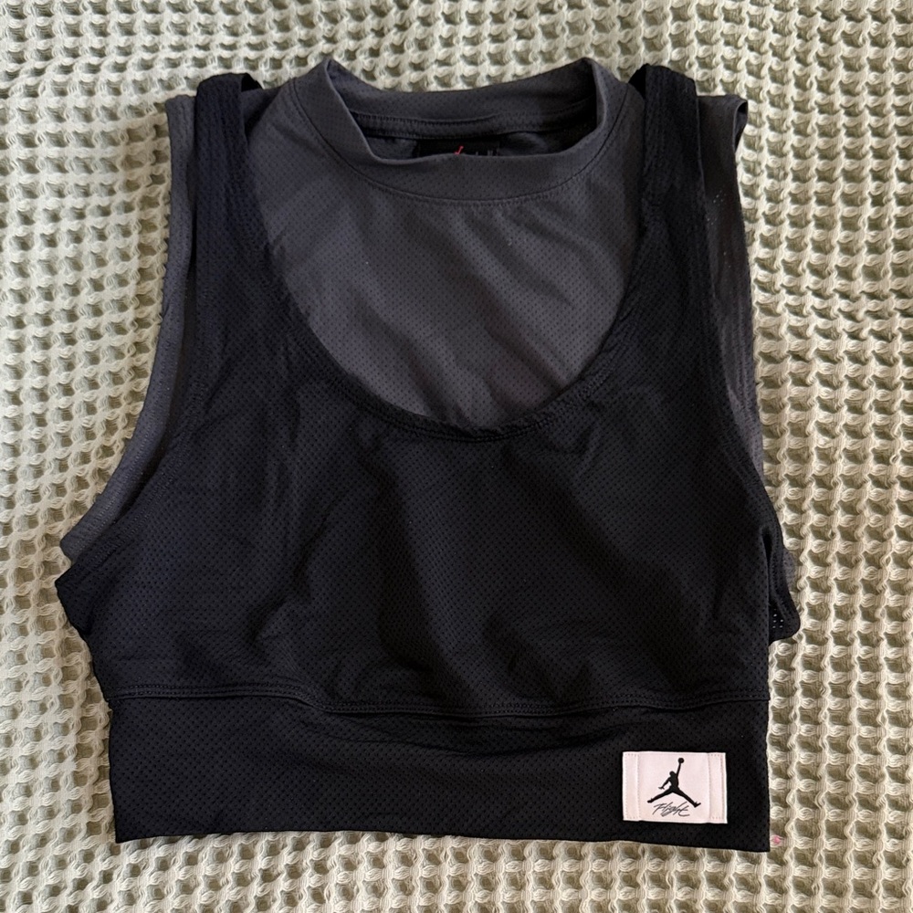 Jordan Black Mesh Crop with Logo Patch